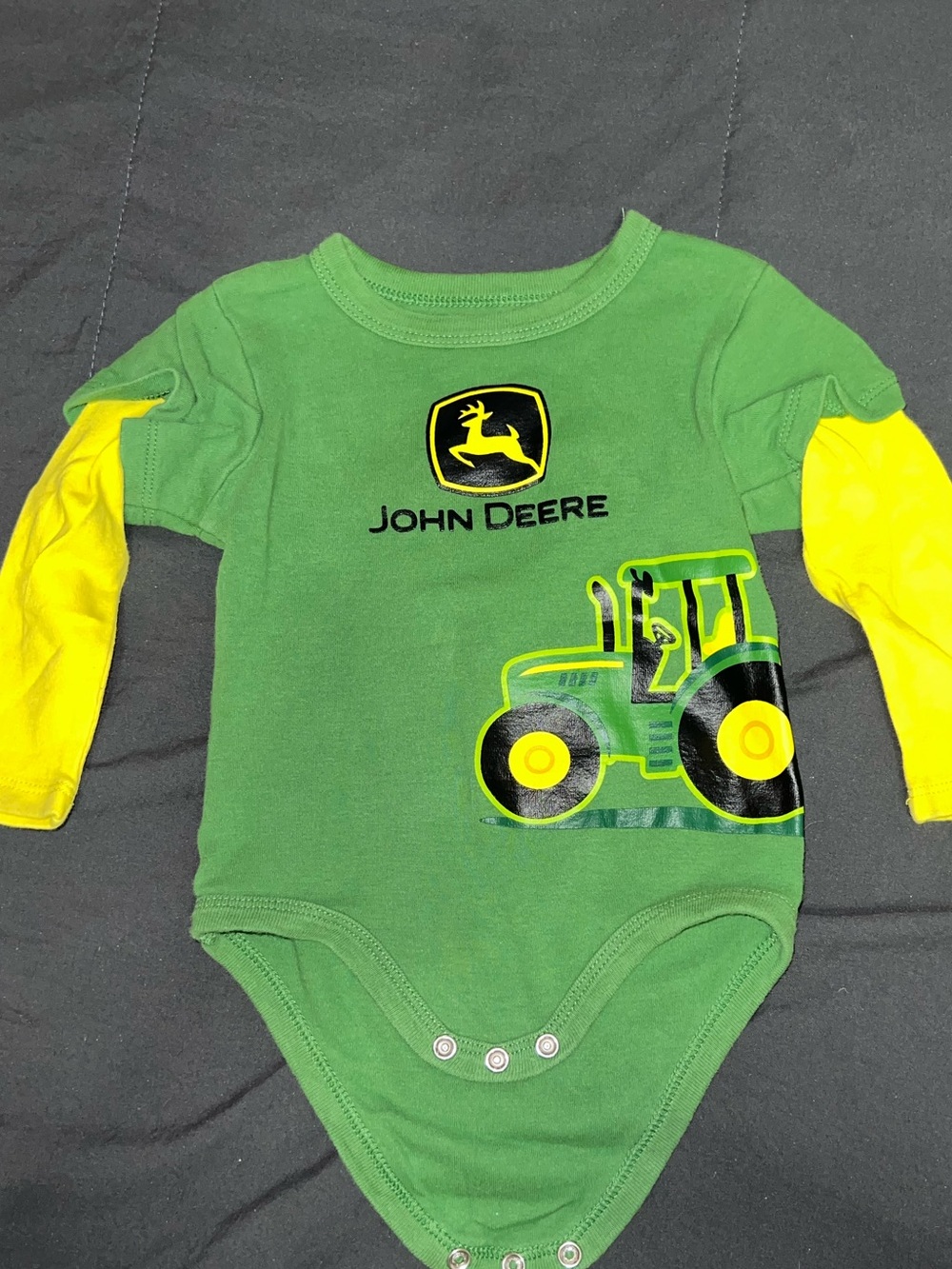 John Deere Green and Yellow Tractor Baby Bodysuit